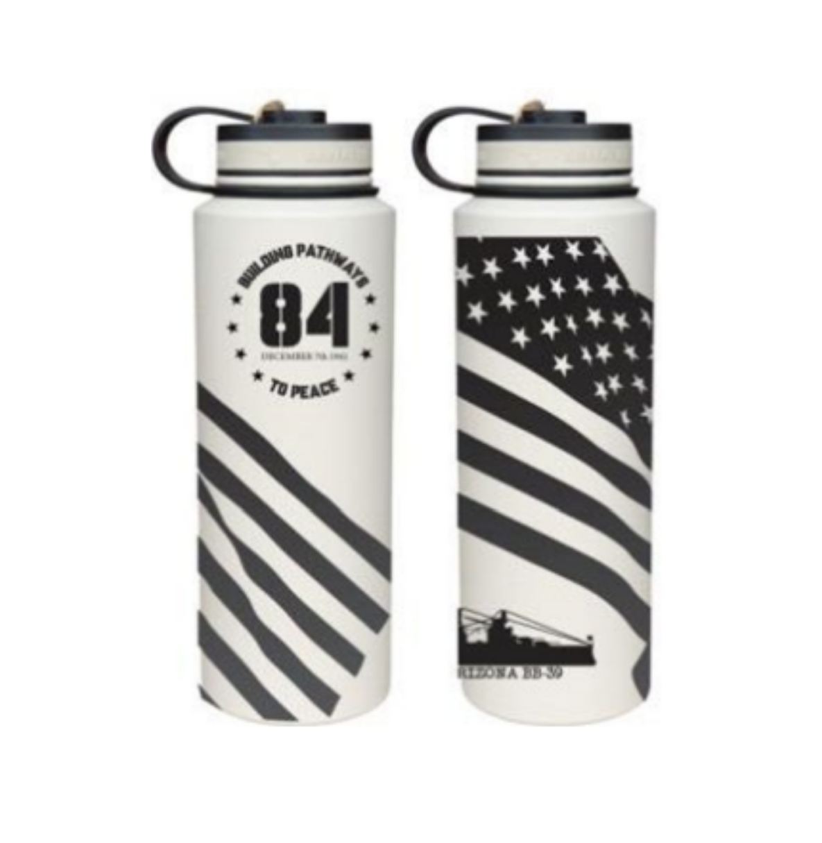 84th Anniversary Pearl Harbor USA Flag Wrap 40 Ounce Flask