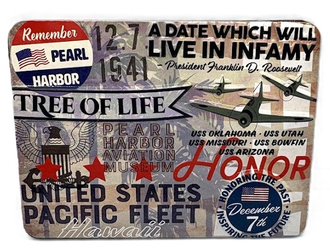 Pearl Harbor Collage Tin Magnet