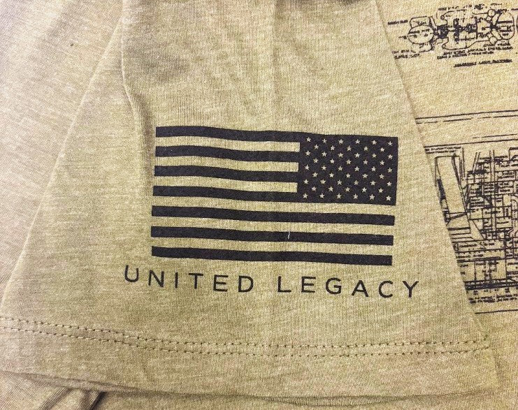 Southwind Press - USS AZ Schematic Tee (Military Green)