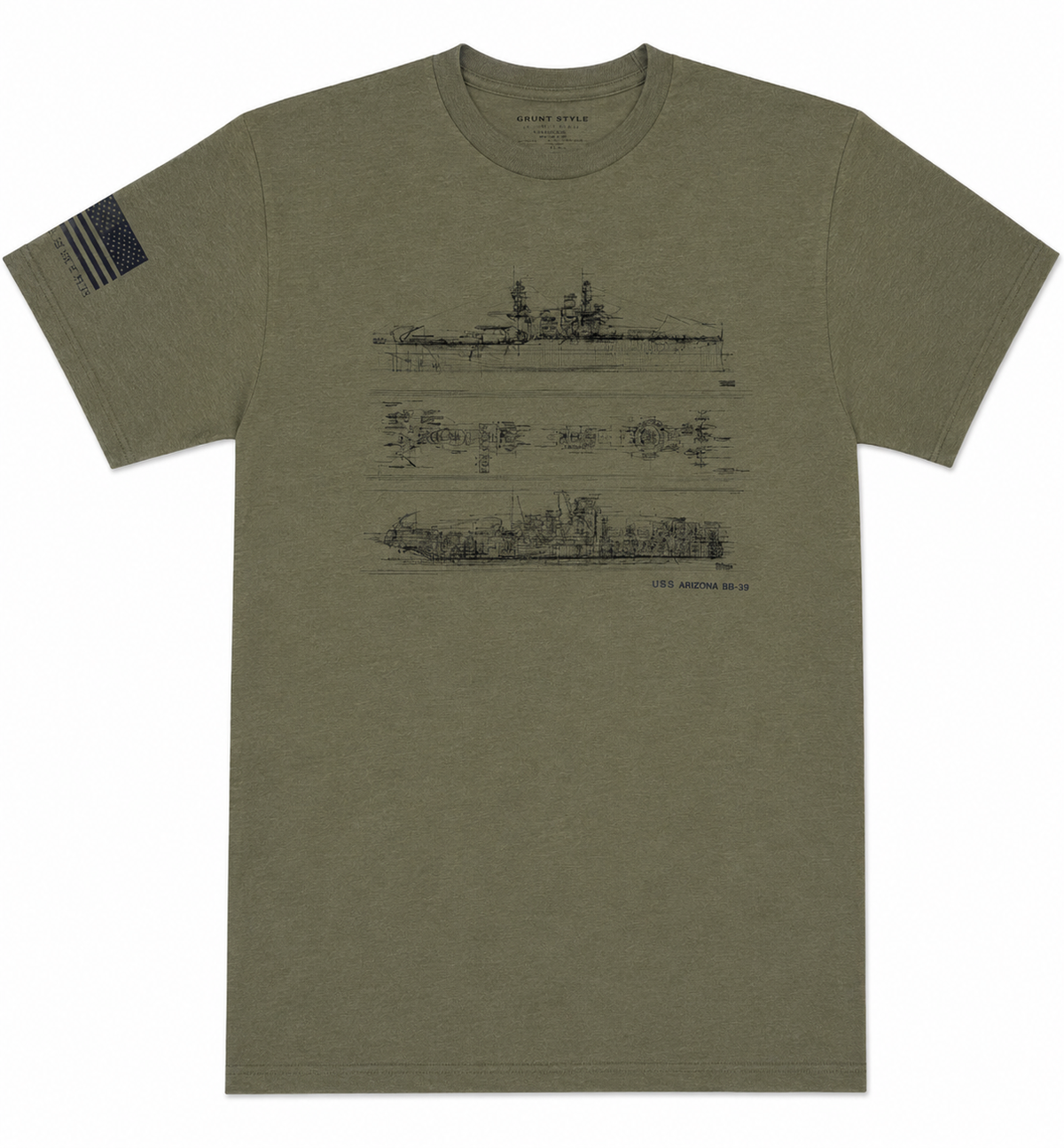 Southwind Press - USS AZ Schematic Tee (Military Green)