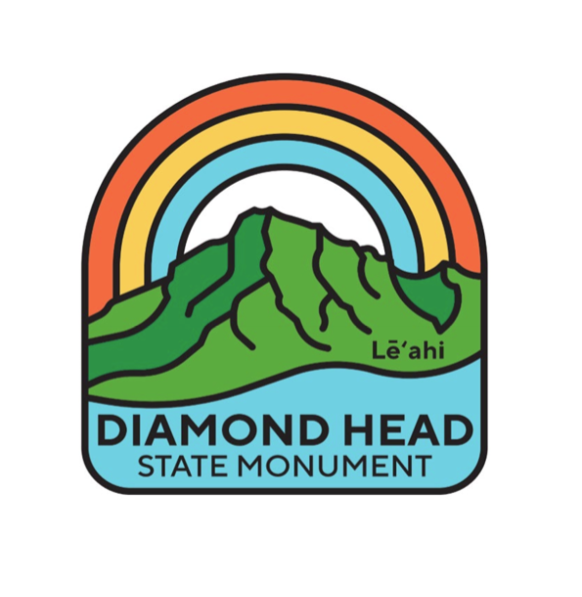 Diamond Head State Monument Rainbow Rounded Pin