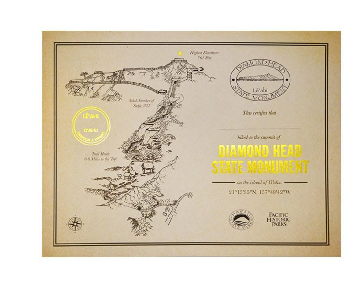 I Hiked Diamond Head Certificate