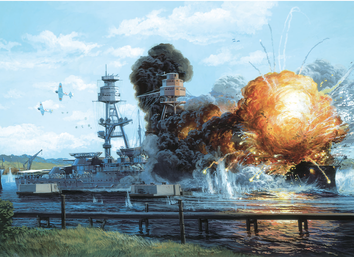 USS Arizona Under Attack Poster December 7, 1941