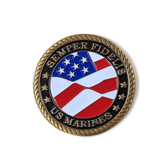 USMC Brass-Brushed Challenge Coin, 39 mm
