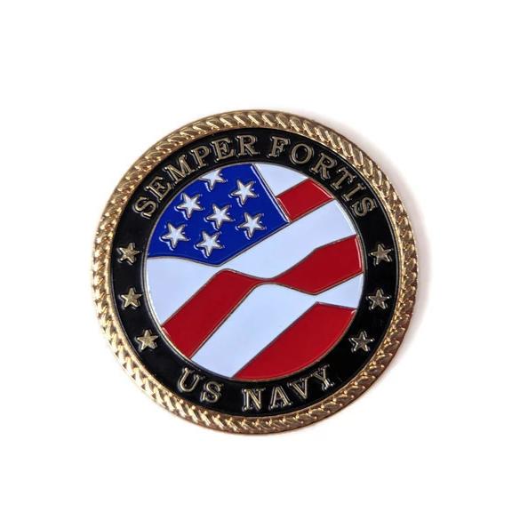 USN Gold-Brushed Challenge Coin, 39 mm