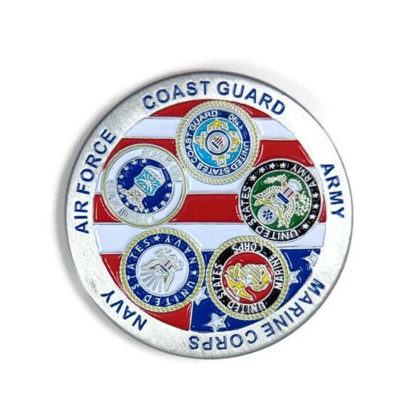 BB39 Memorial And Armed Forces Silver-Brushed Challenge Coin, 42 mm