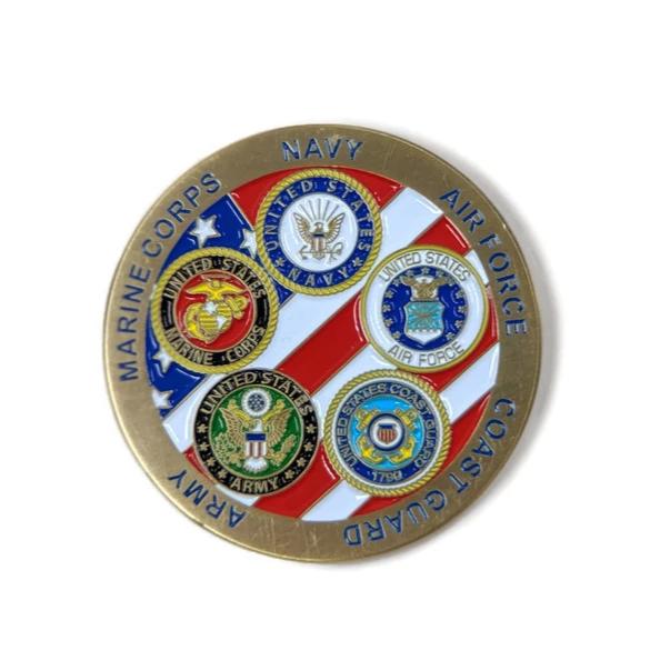 BB39 Memorial And Armed Forces Gold-Brushed Challenge Coin, 42 mm
