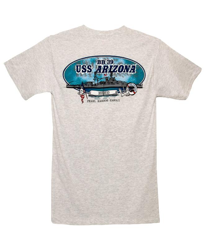 Men's USS Arizona and Memorial T-Shirt, Gray