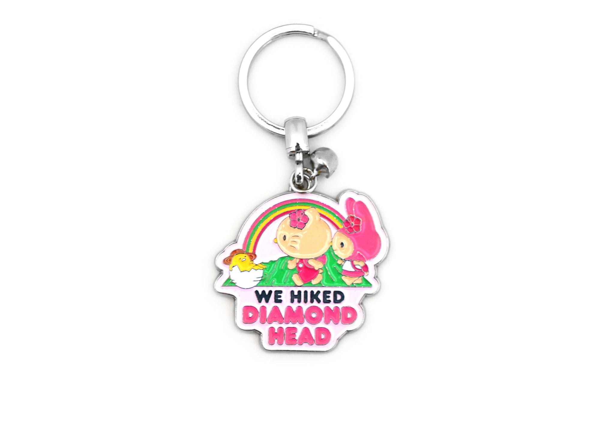 Hello Kitty Light Pink We Hiked Diamond Head, Silver keychain
