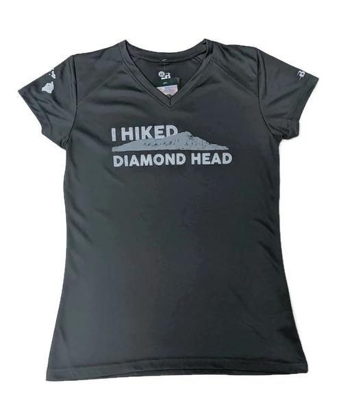 Women's I Hiked Diamond Head Crater Active V-neck, Dark Gray