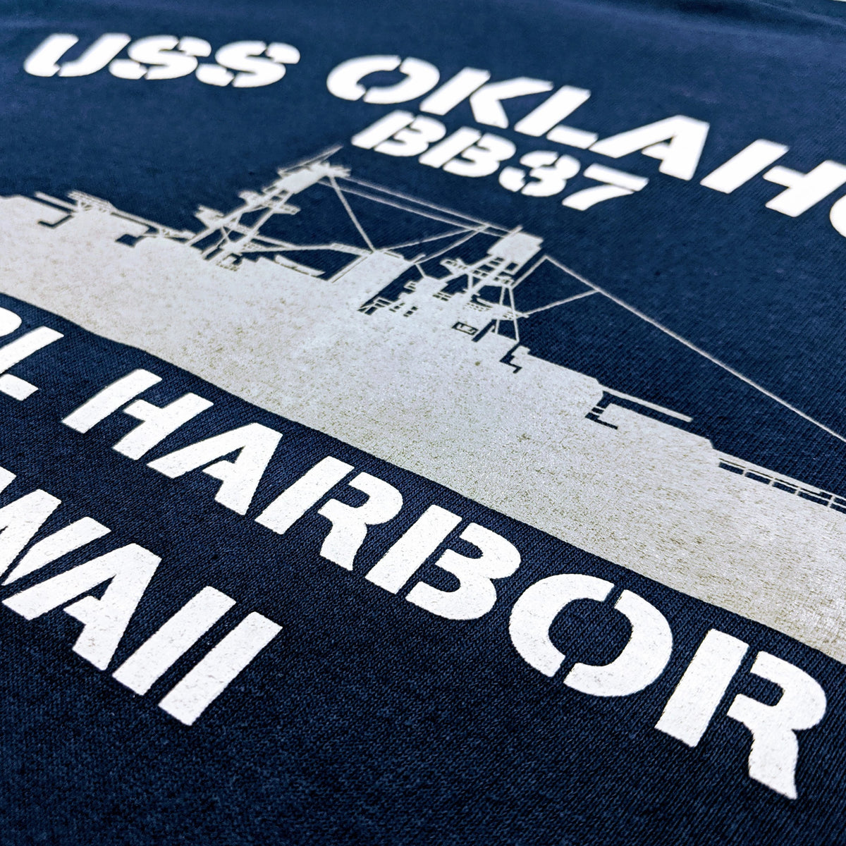 USS Oklahoma BB37 Silhouette Shirt, Dark Blue