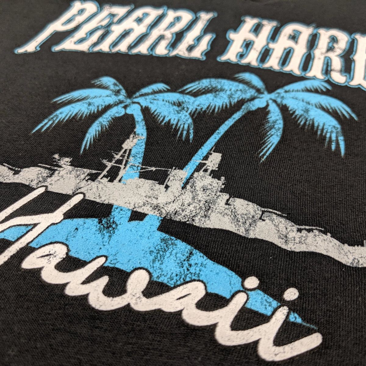 Women's Pearl Harbor Palm Trees Arizona V-Neck Shirt, Black