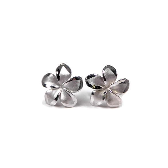 Plumeria Post Earrings, Sterling Silver 12 mm
