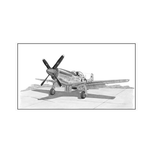 Signed P-51 Mustang Matted Print, 10.75" x 7"