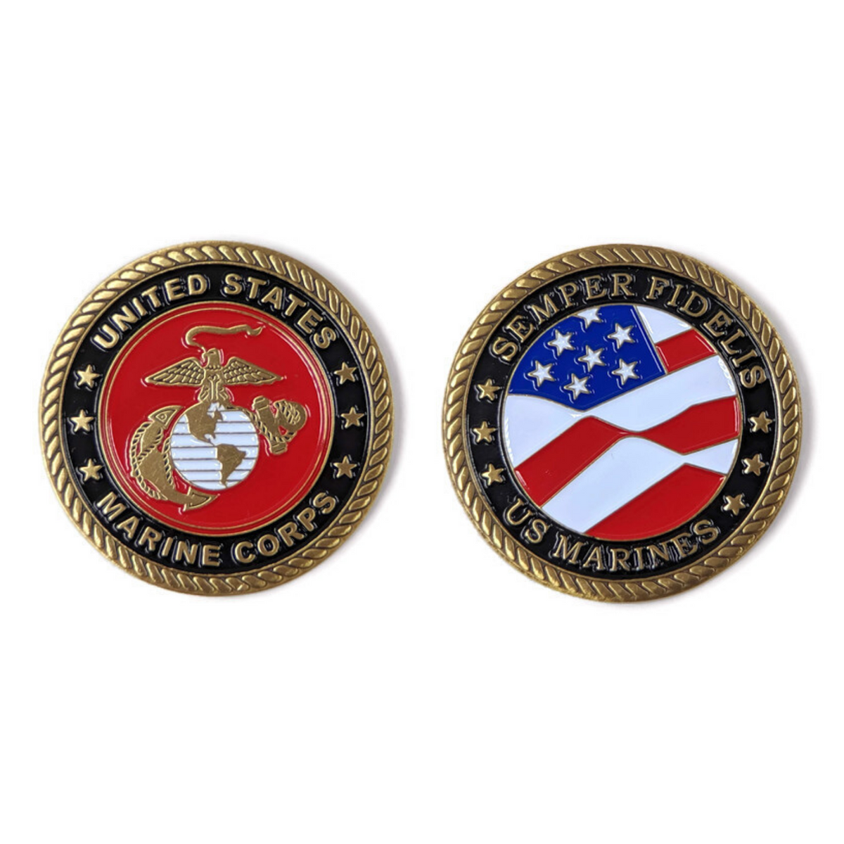 USMC Brass-Brushed Challenge Coin, 39 mm