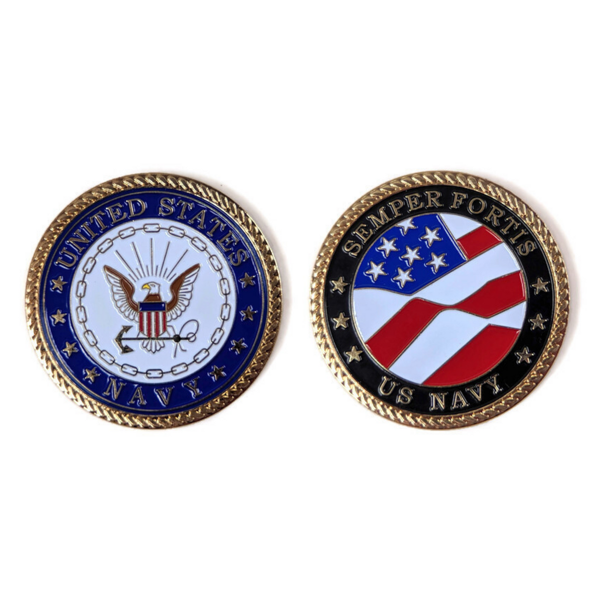 USN Gold-Brushed Challenge Coin, 39 mm