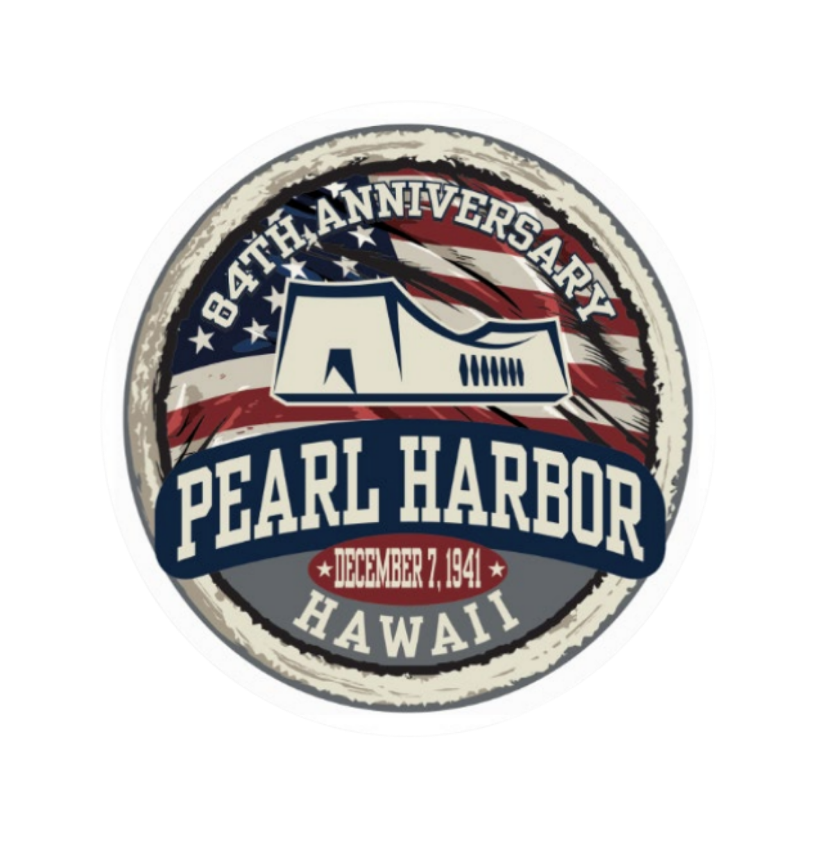 84th Anniversary Pearl Harbo Flag Circle Sticker