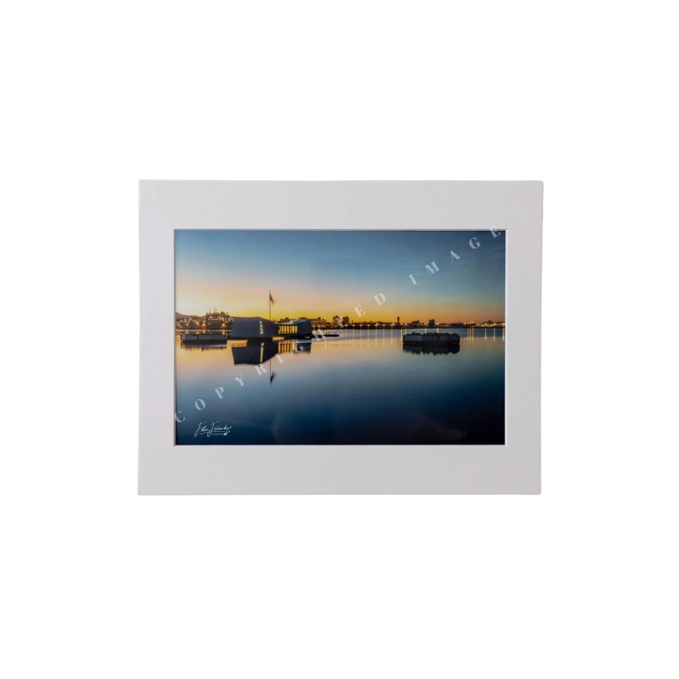 USS Arizona Memorial At Sunrise Matted Photograph, 4x6