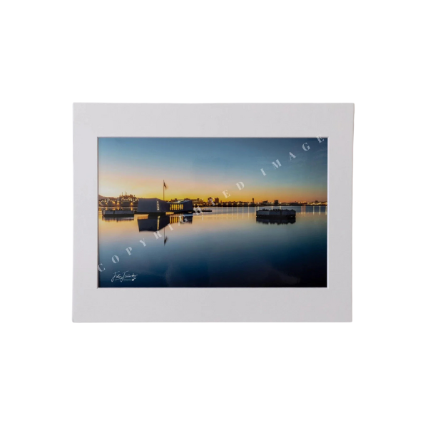 USS Arizona Memorial At Sunrise Matted Photograph, 5x7