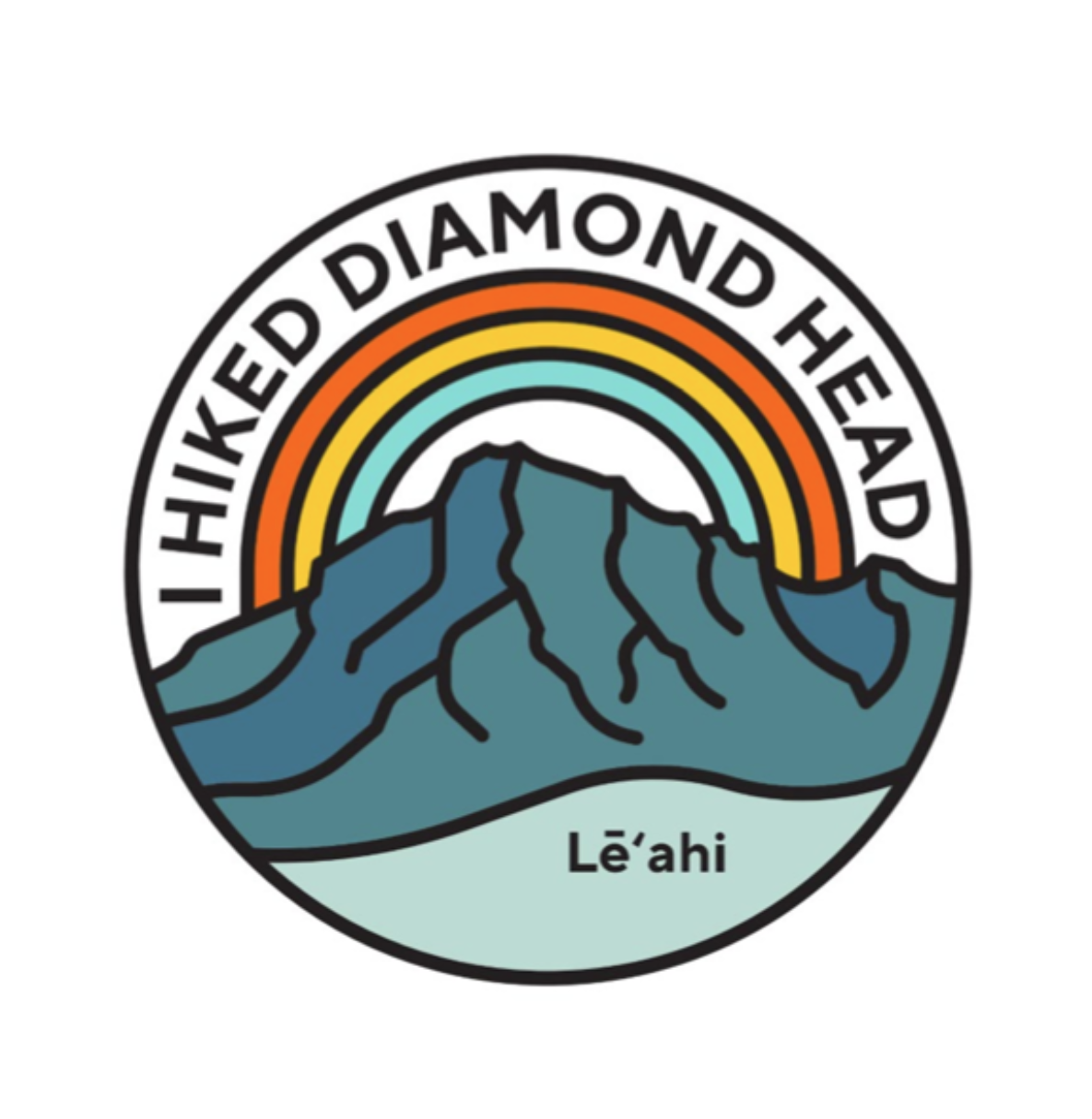 I Hiked Diamond Head Circle Rainbow Sticker