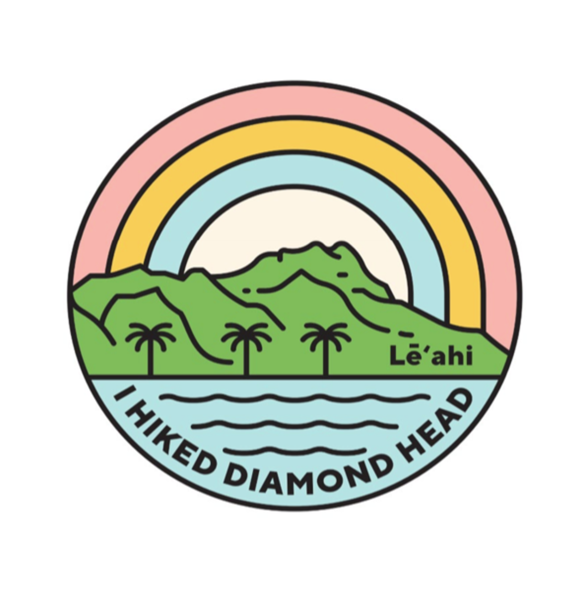I Hiked Diamond Head Leahi Circle Rainbow Pin