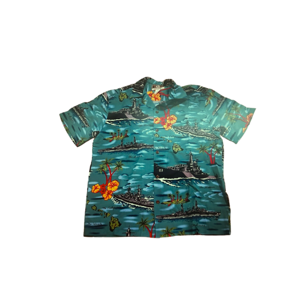 ALOHA SHIRT BATTLESHIPS TURQ