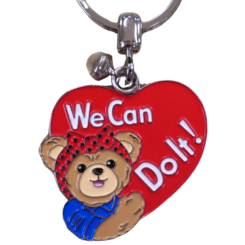 Rosie Bear Heart We Can Do It Keychain