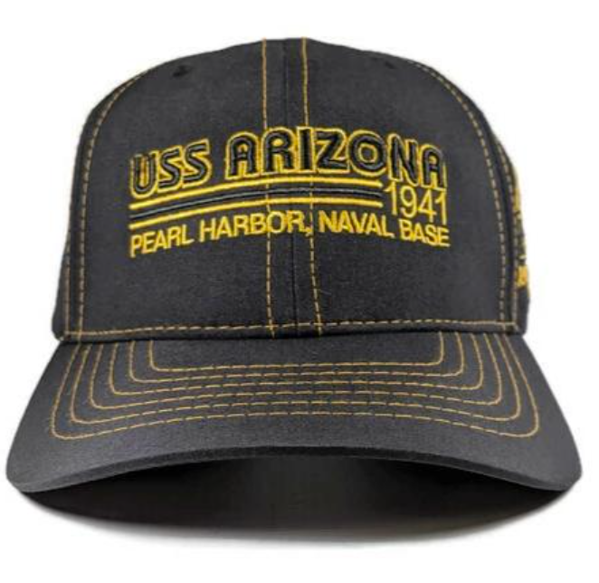 USS Arizona Pearl Harbor Naval Base Black And Gold Cap