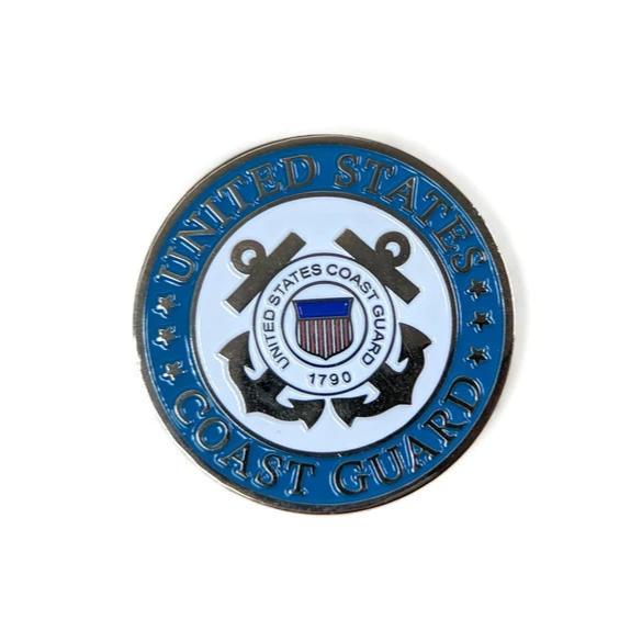 USCG Silver-Brushed Challenge Coin, 39 mm