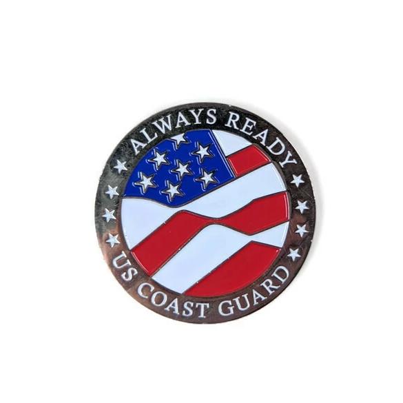 USCG Silver-Brushed Challenge Coin, 39 mm