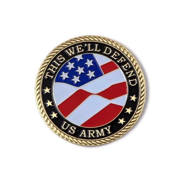 US Army Brass-Brushed Challenge Coin, 39 mm