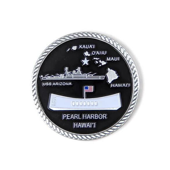 Day of Infamy Black And Silver-Brushed Challenge Coin, 39 mm