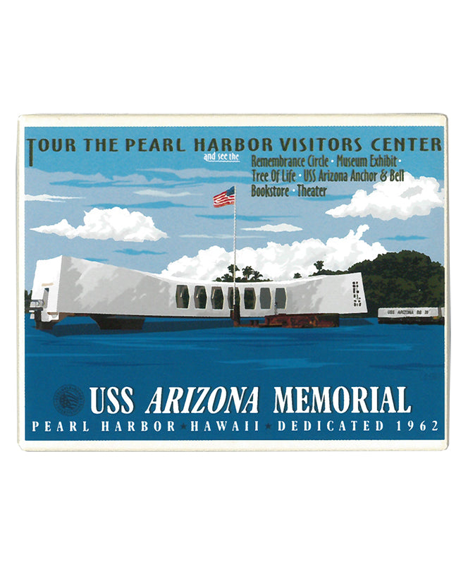 Illustrated USS Arizona Memorial Magnet