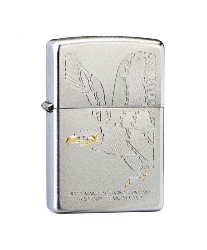 Satin Chrome Eagle Zippo Lighter