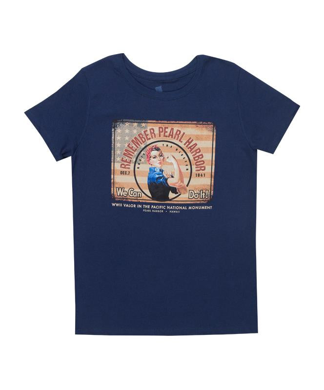 Woman's Rosie the Riveter T-Shirt, Navy Blue