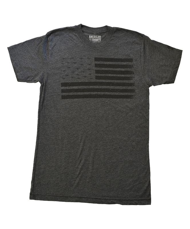 Men's American Tribute Brand Flag Plane T-Shirt, Dark Gray