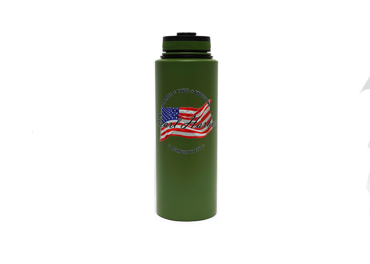 Remember Pearl Harbor 40oz Flask w/American Flag