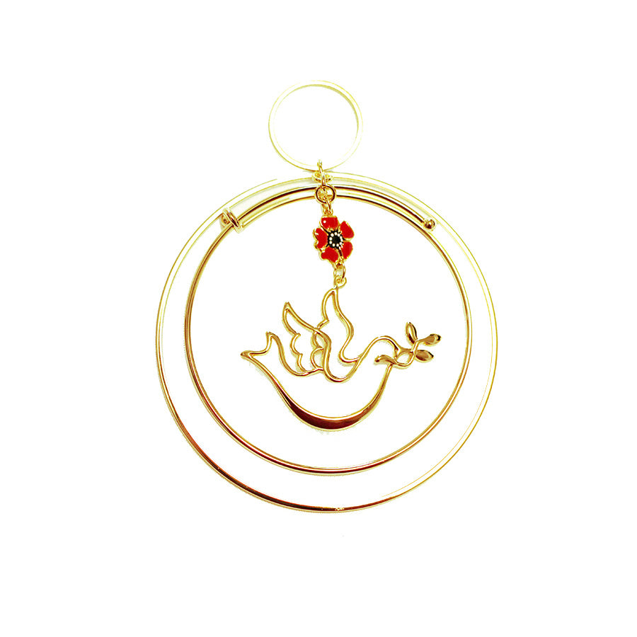 Poppy Flower Remembrance Christmas Ornament, Gold Plated