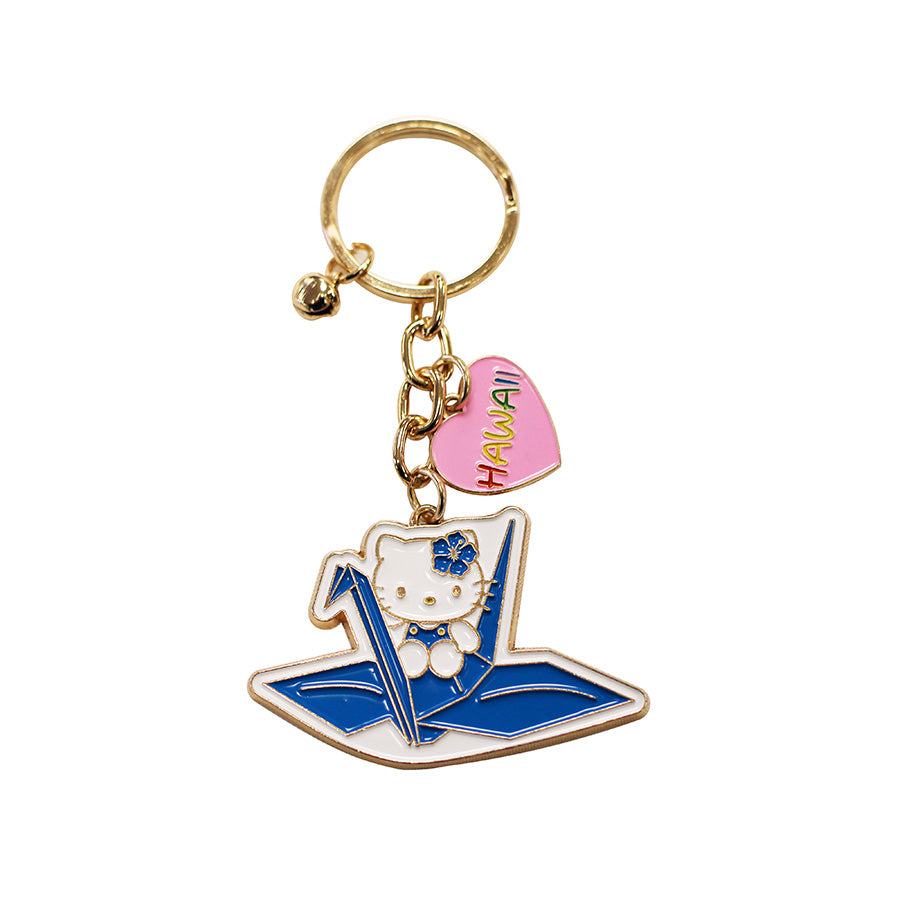 Hello Kitty Tsuru Keychain Blue - gold