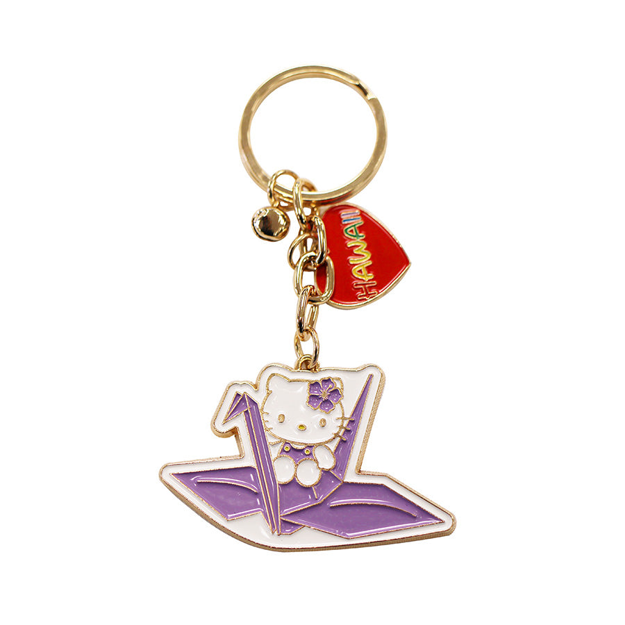 Hello Kitty Tsuru Keychain Purple - gold