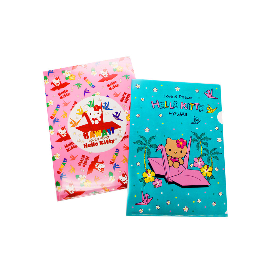 Hello Kitty Tsuru Clear File 2pc set Blue & Pink