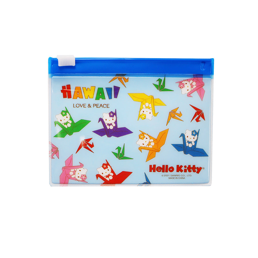 Hello Kitty Tsuru Zip Seal Purse Blue and Red