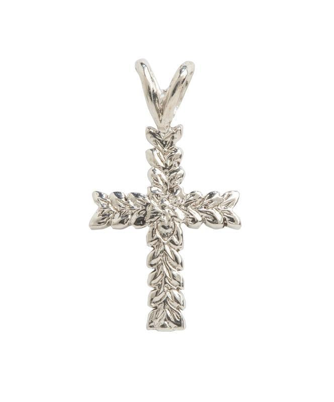 Blessed Hawaiian Leaf Cross Pendant, Sterling Silver