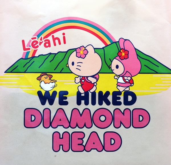 Hello Kitty Pink I Hiked Diamond Head Circle, Silver Keychain