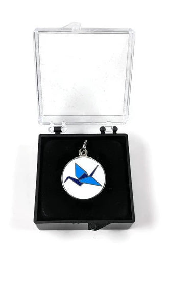 Blue Origami Crane Sadako Charm or Pendant