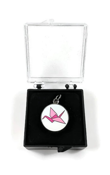 Pink Origami Crane Sadako Charm or Pendant