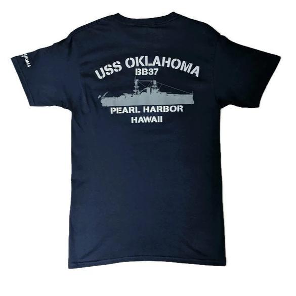 USS Oklahoma BB37 Silhouette Shirt, Dark Blue