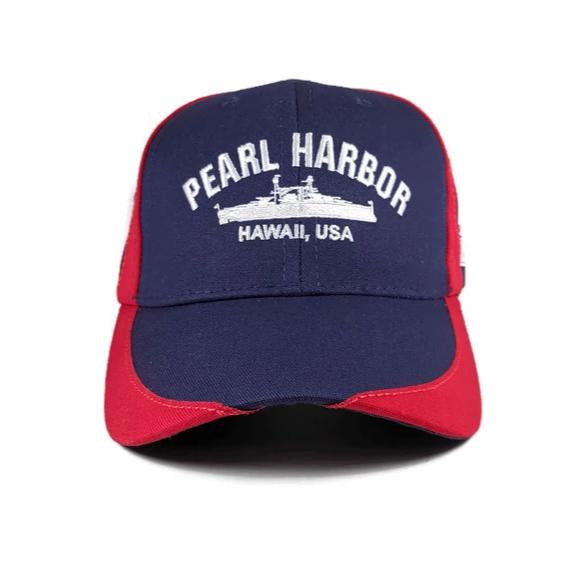 USS Arizona Battleship Red And Blue Cap