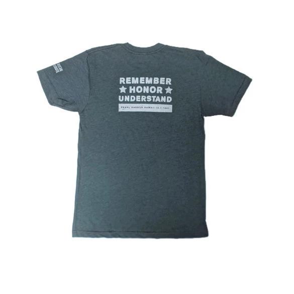 Men&#39;s American Tribute Brand Flag Plane T-Shirt, Blue Gray