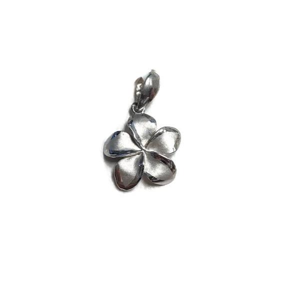 Plumeria Pendant Or Charm, Sterling Silver 20 mm